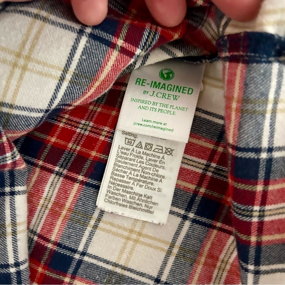J Crew Women’s Red White Blue 100% Flannel Plaid Button Down Shirt Size M - Picture 8 of 11